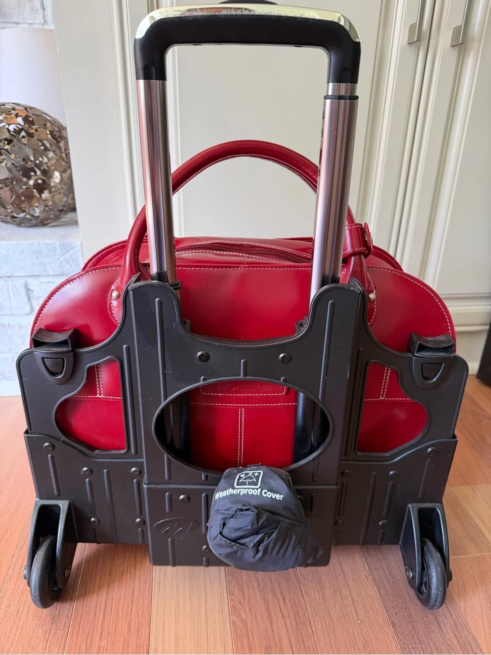 Mc Klein Roseville Red Leather detach able wheeled briefcase bag
